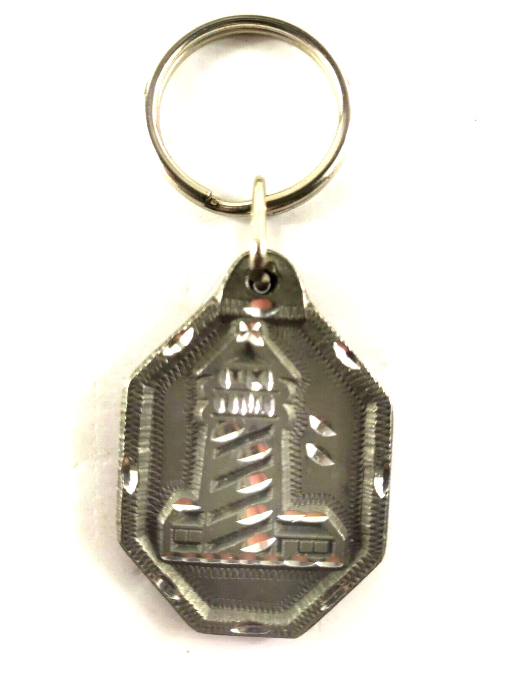 Pewter Light House Keychain Religious John 8:12